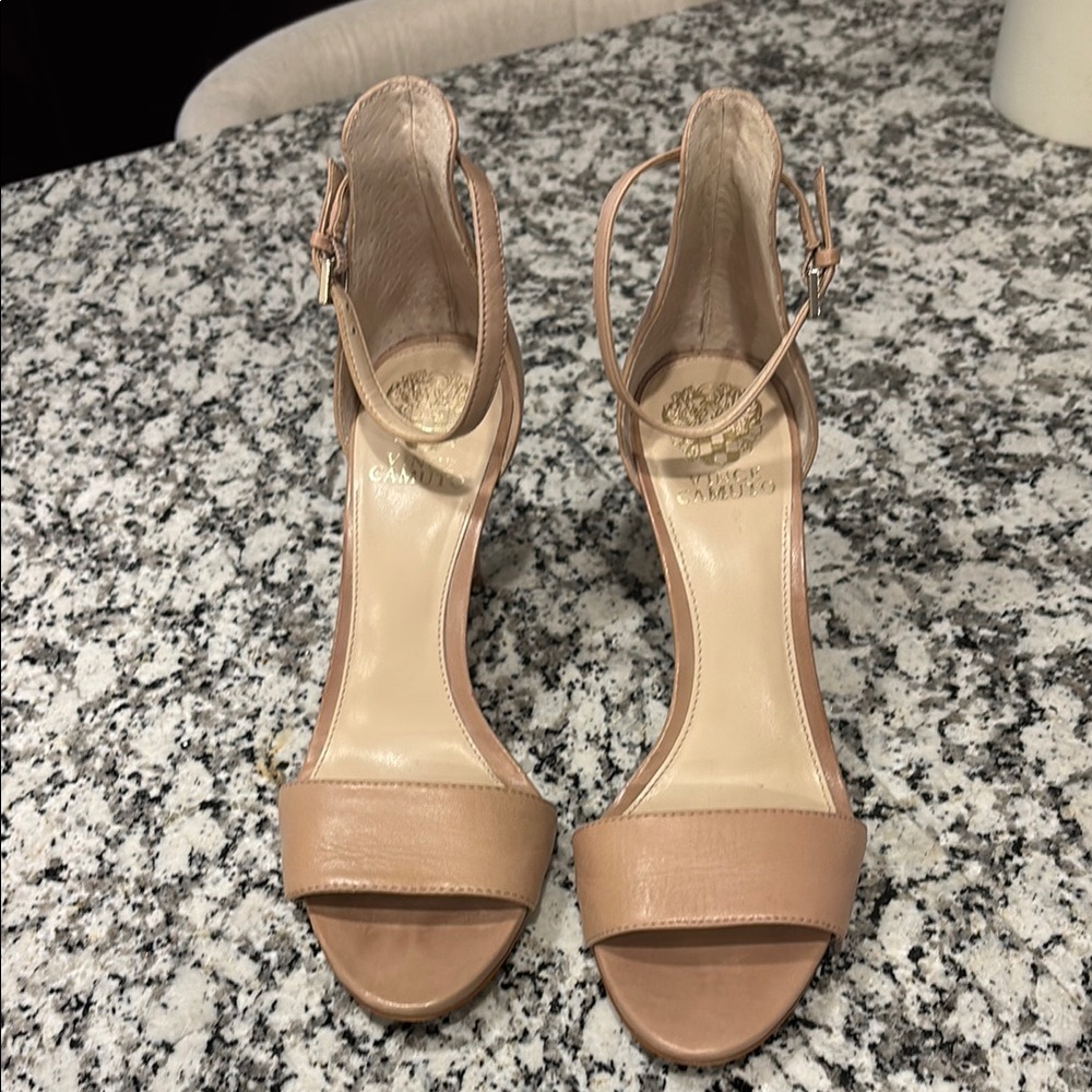 Elegant Nude Ankle Strap Heels